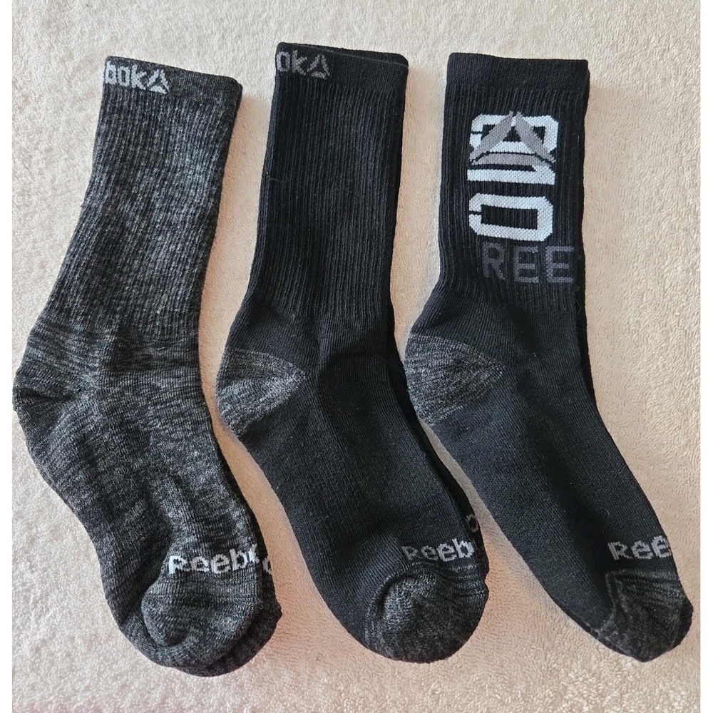 Reebok Boys New Socks 3 Piece Black, Grey, White